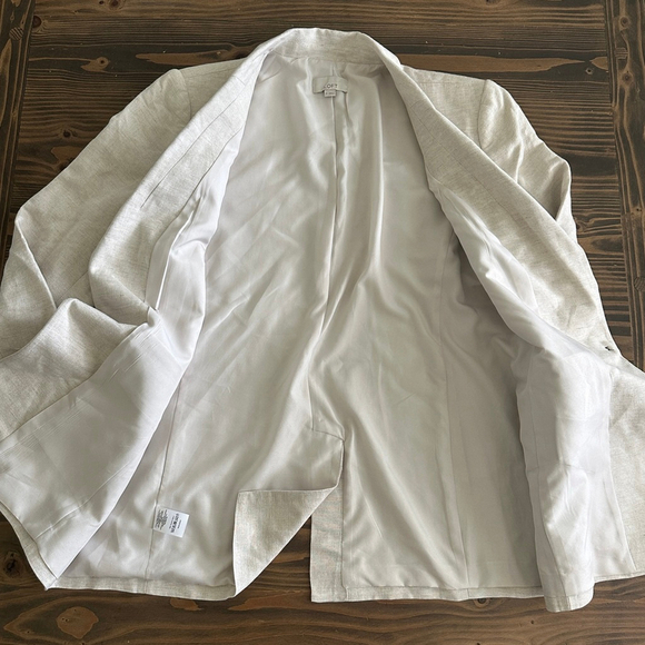 Women's LOFT Beige Linen Blend Blazer Jacket Size 6 Single Button Lightweight - Picture 3 of 10